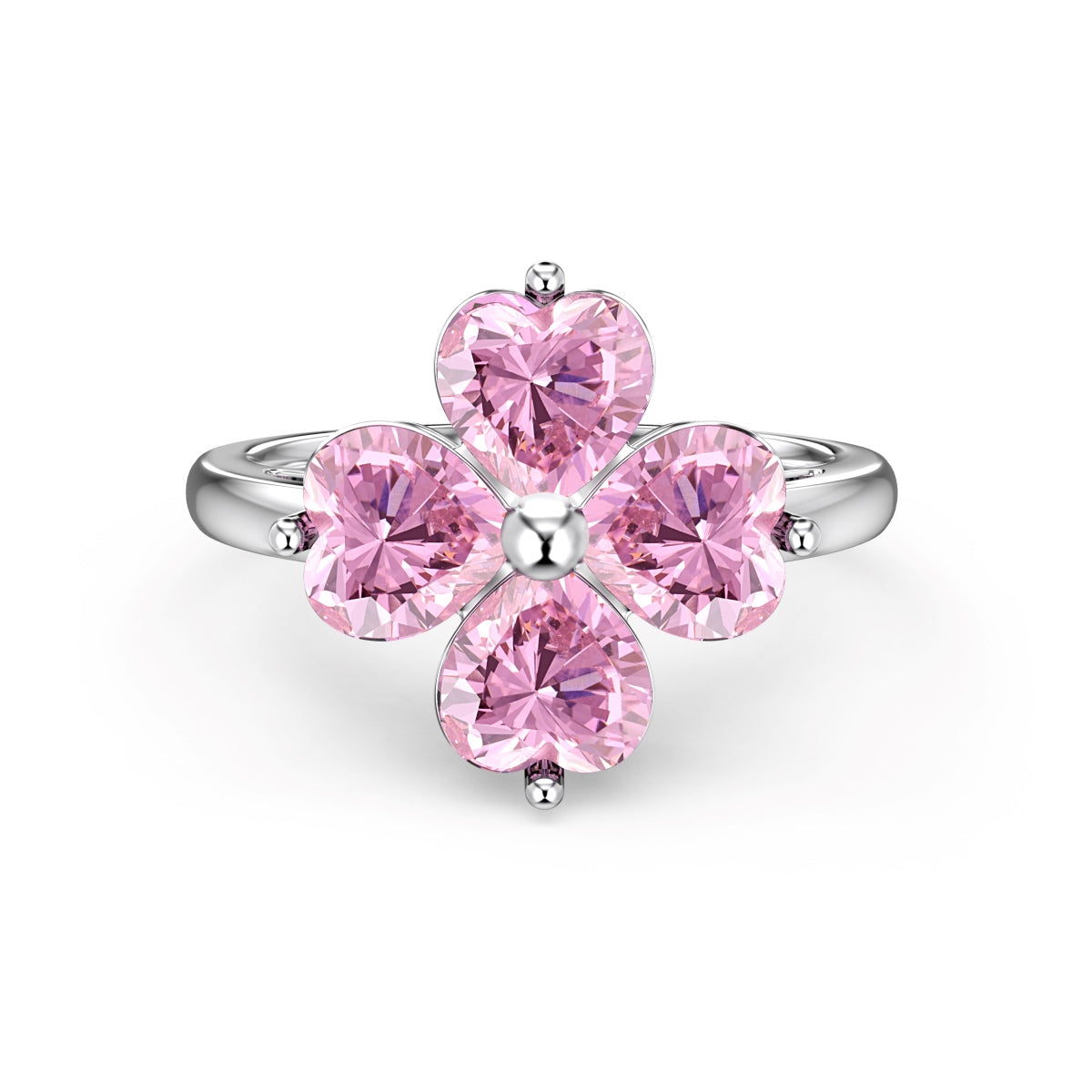 [Clover Jewelery]Heart-shaped Four-Leaf Clover Ball Ring