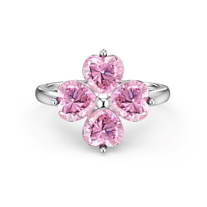 [Clover Jewelery]Heart-shaped Four-Leaf Clover Ball Ring