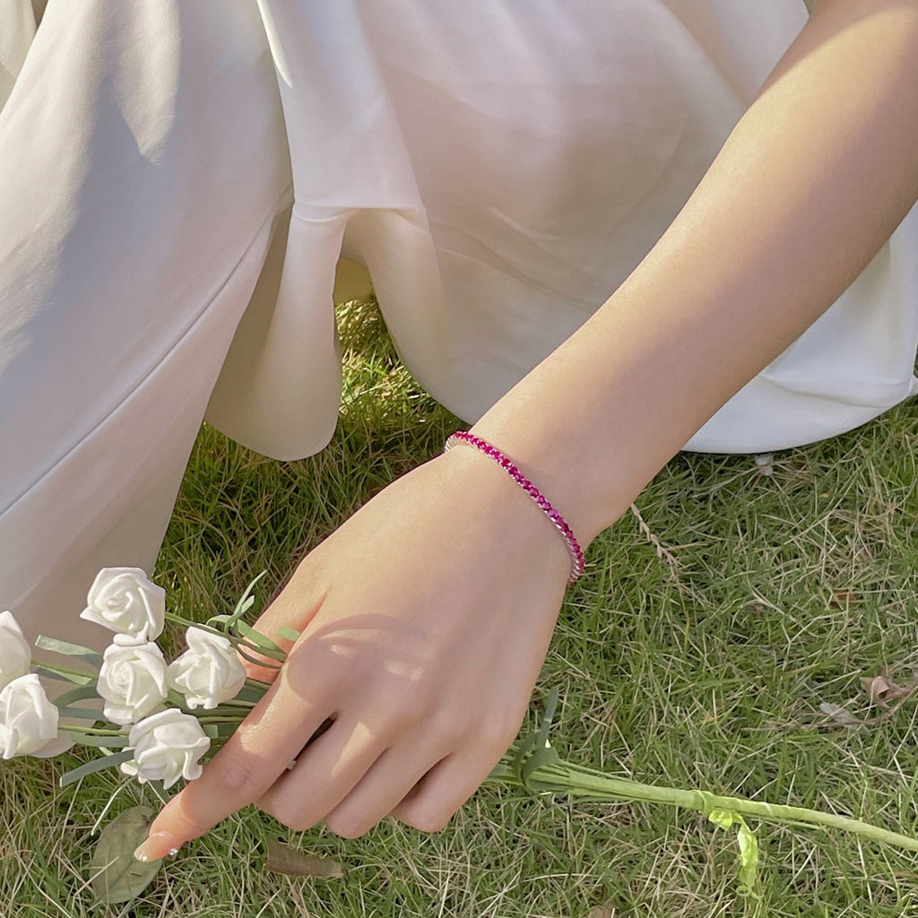 [Clover Jewelry]Funkelndes buntes Partyarmband mit rundem Schliff