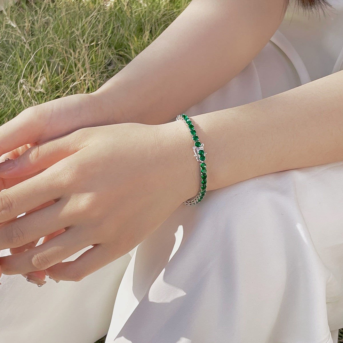[Clover Jewelry]Funkelndes buntes Partyarmband mit rundem Schliff