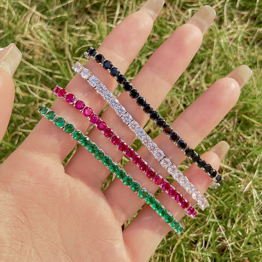 [Clover Jewelry]Funkelndes buntes Partyarmband mit rundem Schliff