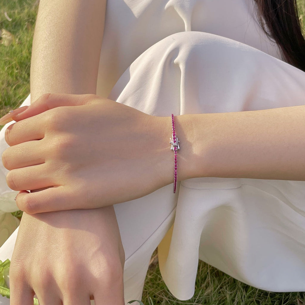 [Clover Jewelry]Strahlendes, farbenfrohes, rund geschliffenes Party-Armband