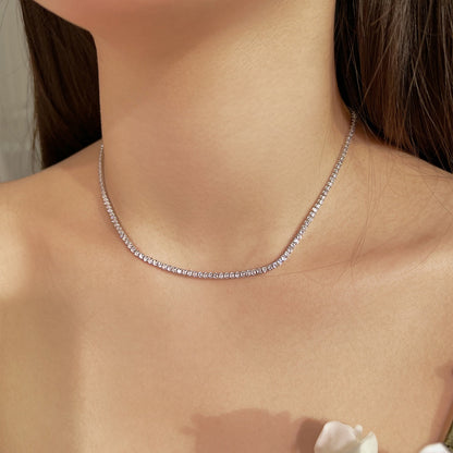 [Clover Jewelery]Delicate Round Shape Tennis Necklace