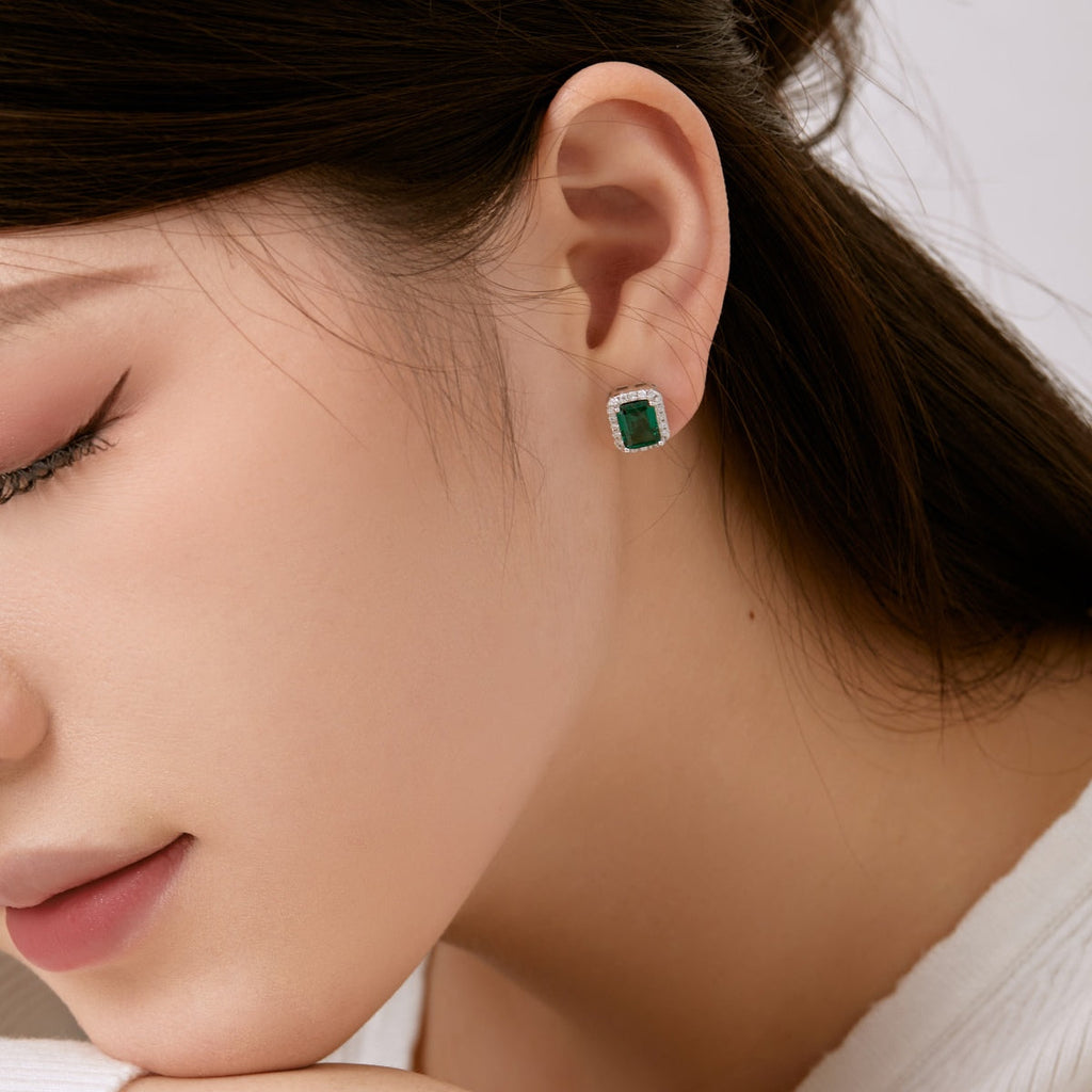 [Clover Jewelry]Luxuriöse zierliche smaragdgeschliffene Bankett-Ohrringe
