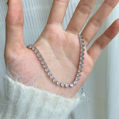 [Clover Jewelery]Ornate Heart Cut Tennis Necklace