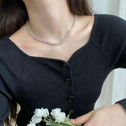 [Clover Jewelery]Ornate Heart Cut Tennis Necklace