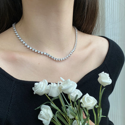 [Clover Jewelery]Ornate Heart Cut Tennis Necklace