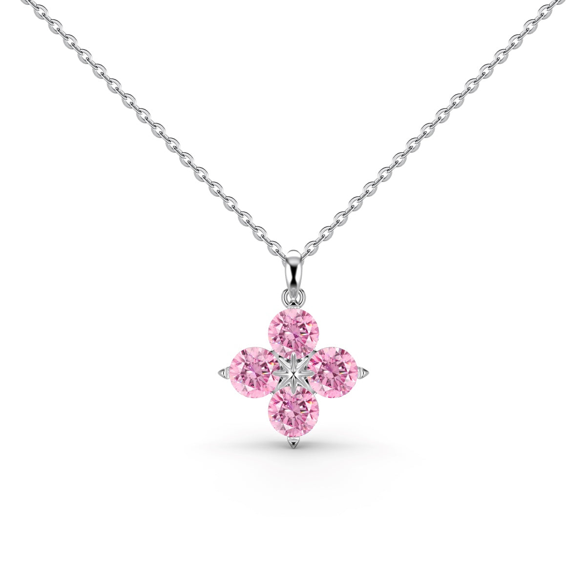 [Clover Jewelery]Four-Leaf Clover And Eight-Pointed Star Necklace