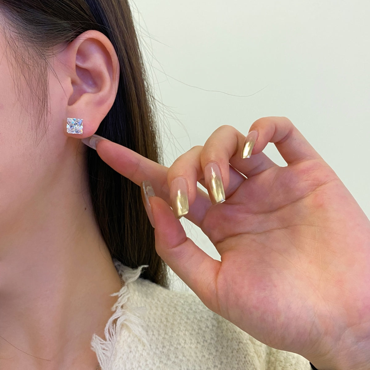 [Clover Jewelery]Ornate Square Shape Earrings