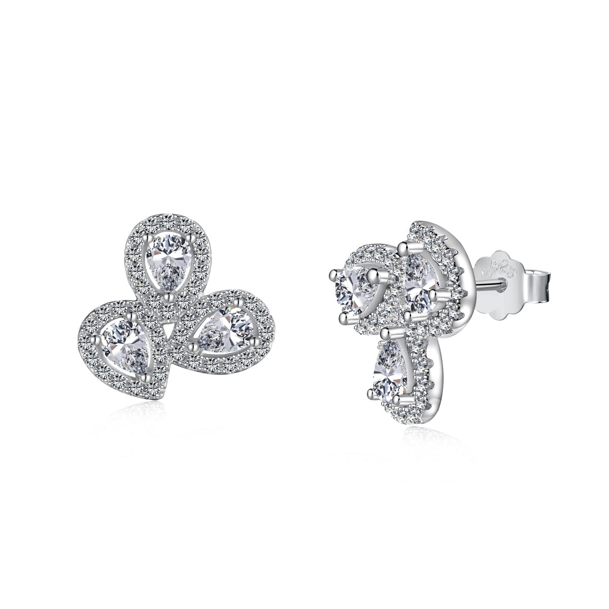 [Clover Jewelry]Aufwendige blütenförmige Liebhaberohrringe mit tropfenförmigem Schliff