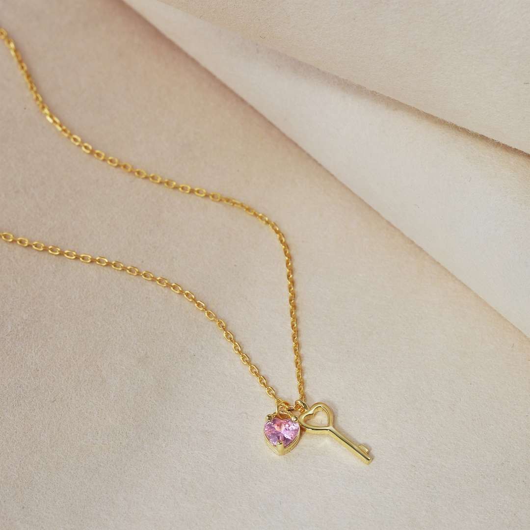 [Clover Jewelery]Unique Heart Shape Key Pendent Necklace