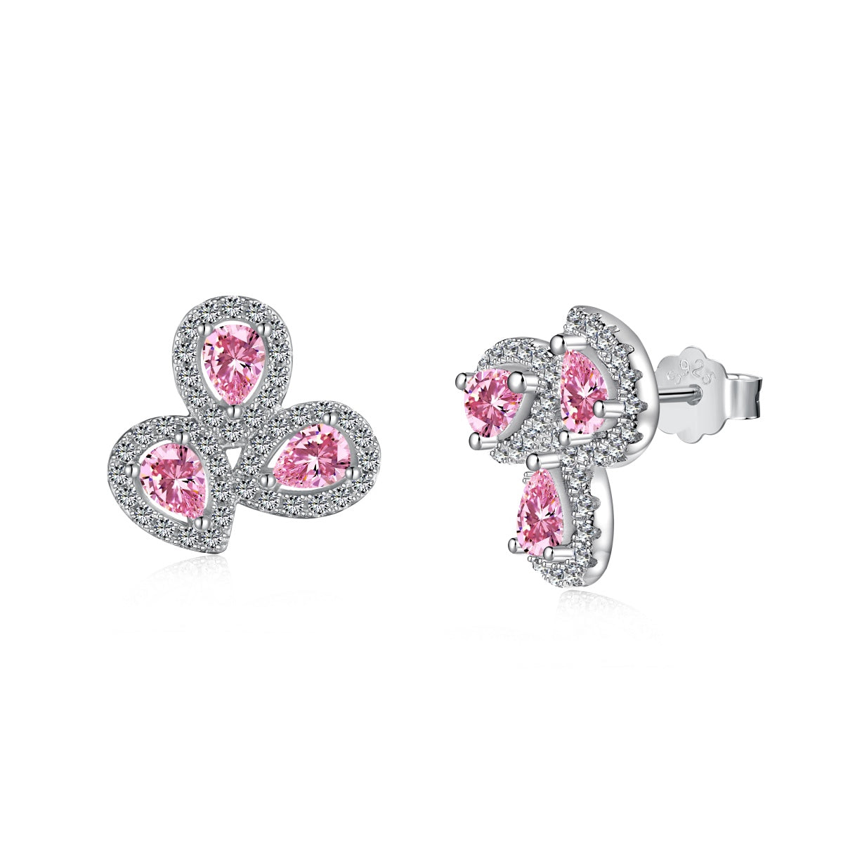 [Clover Jewelry]Aufwendige blütenförmige Liebhaberohrringe mit tropfenförmigem Schliff