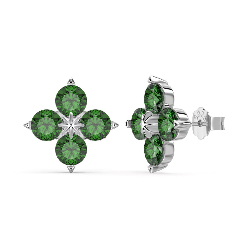 [Clover Jewelry]四つ葉のクローバー八芒星ピアス
