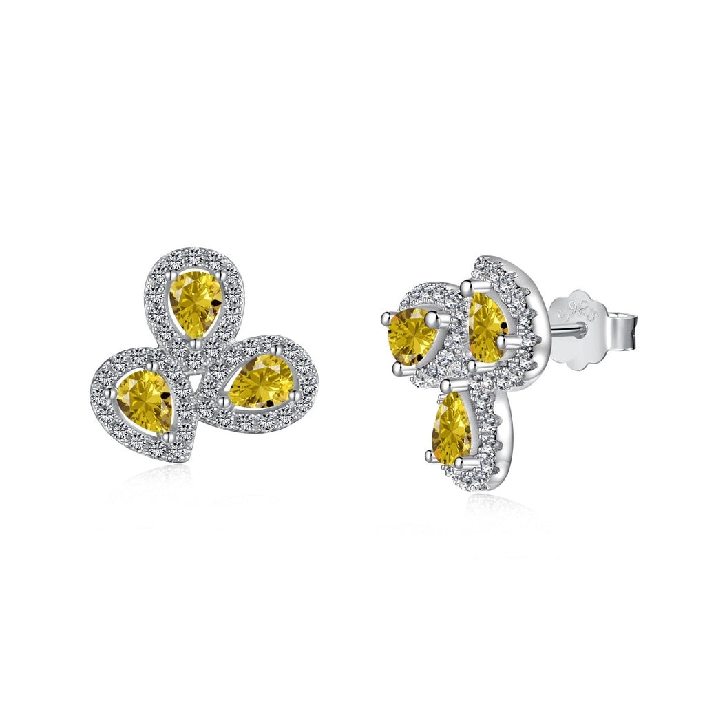 [Clover Jewelry]Aufwendige blütenförmige Liebhaberohrringe mit tropfenförmigem Schliff