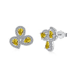 [Clover Jewelry]Aufwendige blütenförmige Liebhaberohrringe mit tropfenförmigem Schliff