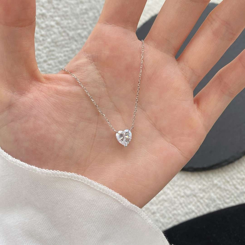 [Clover Jewelry]ハート型メインストーンペンダント鎖骨ネックレス