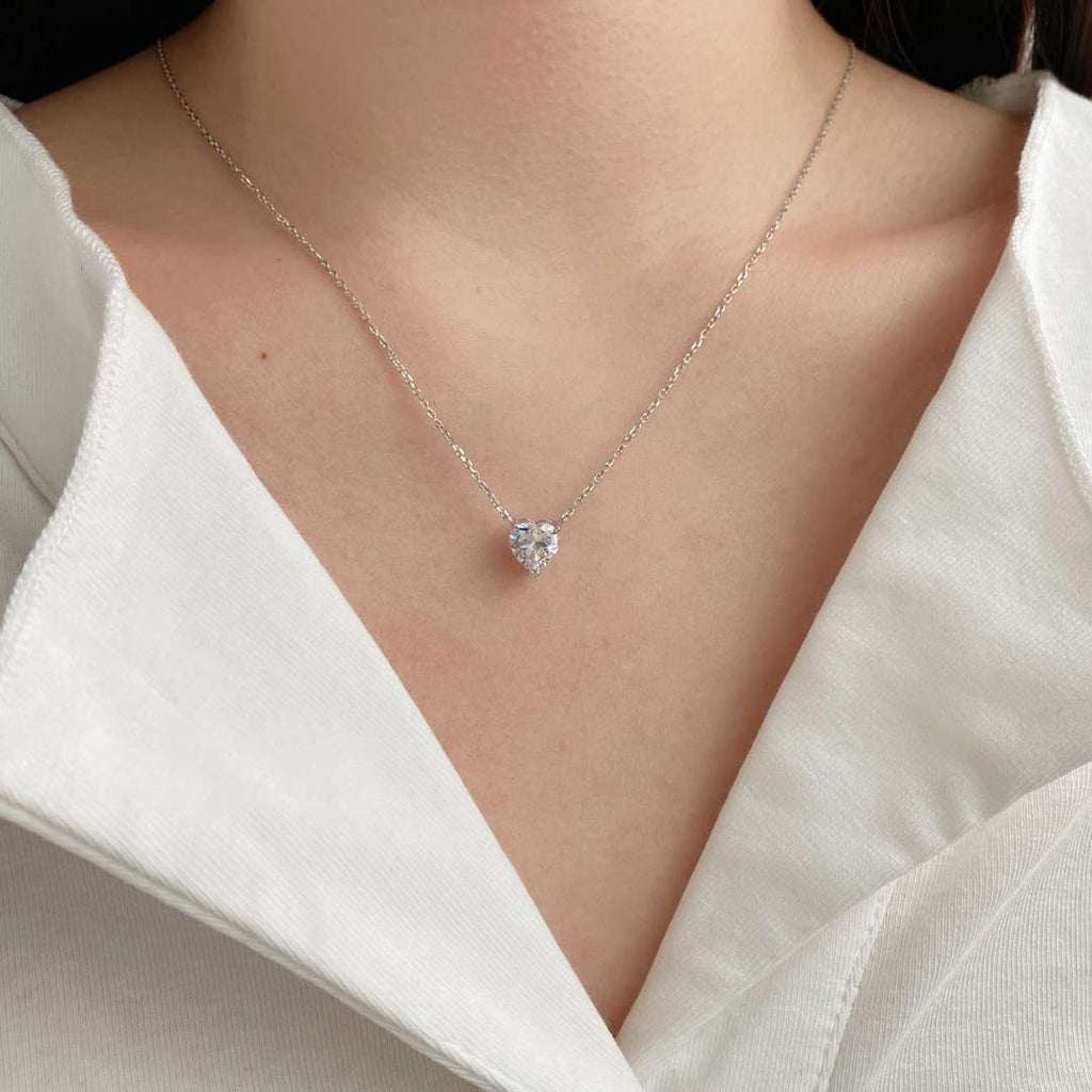 [Clover Jewelry]ハート型メインストーンペンダント鎖骨ネックレス