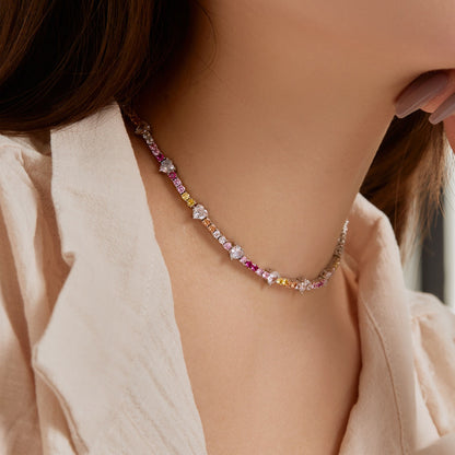 [Clover Jewelery]Delicate Colorful Rainbow Tennis Chain
