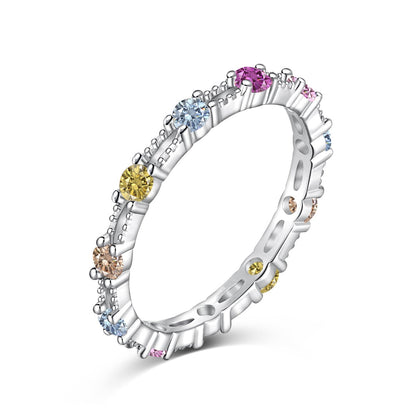 [Clover Jewelery]Sparkling Colorful Round Cut Tennis Ring