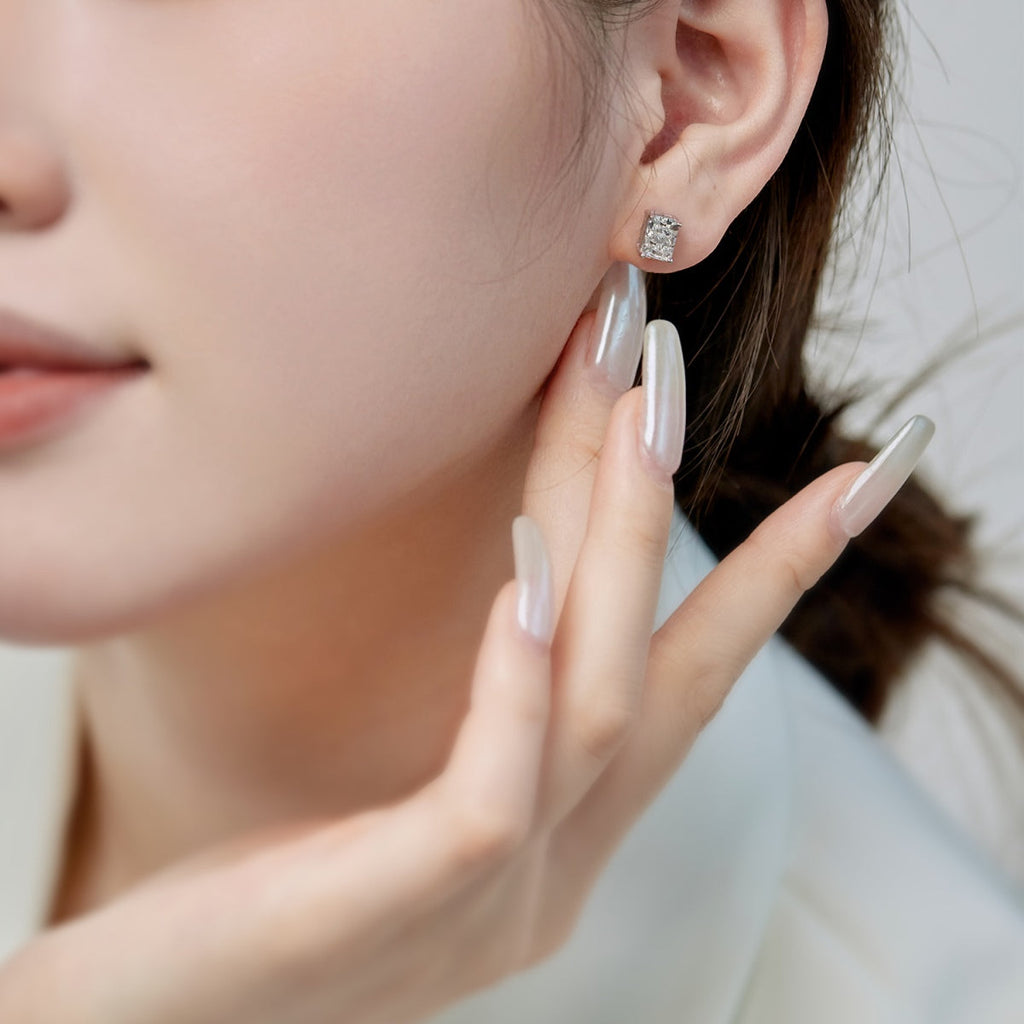 [Clover Jewelry]Funkelnde luxuriöse Prinzessinnenschliff Alltags-Ohrringe