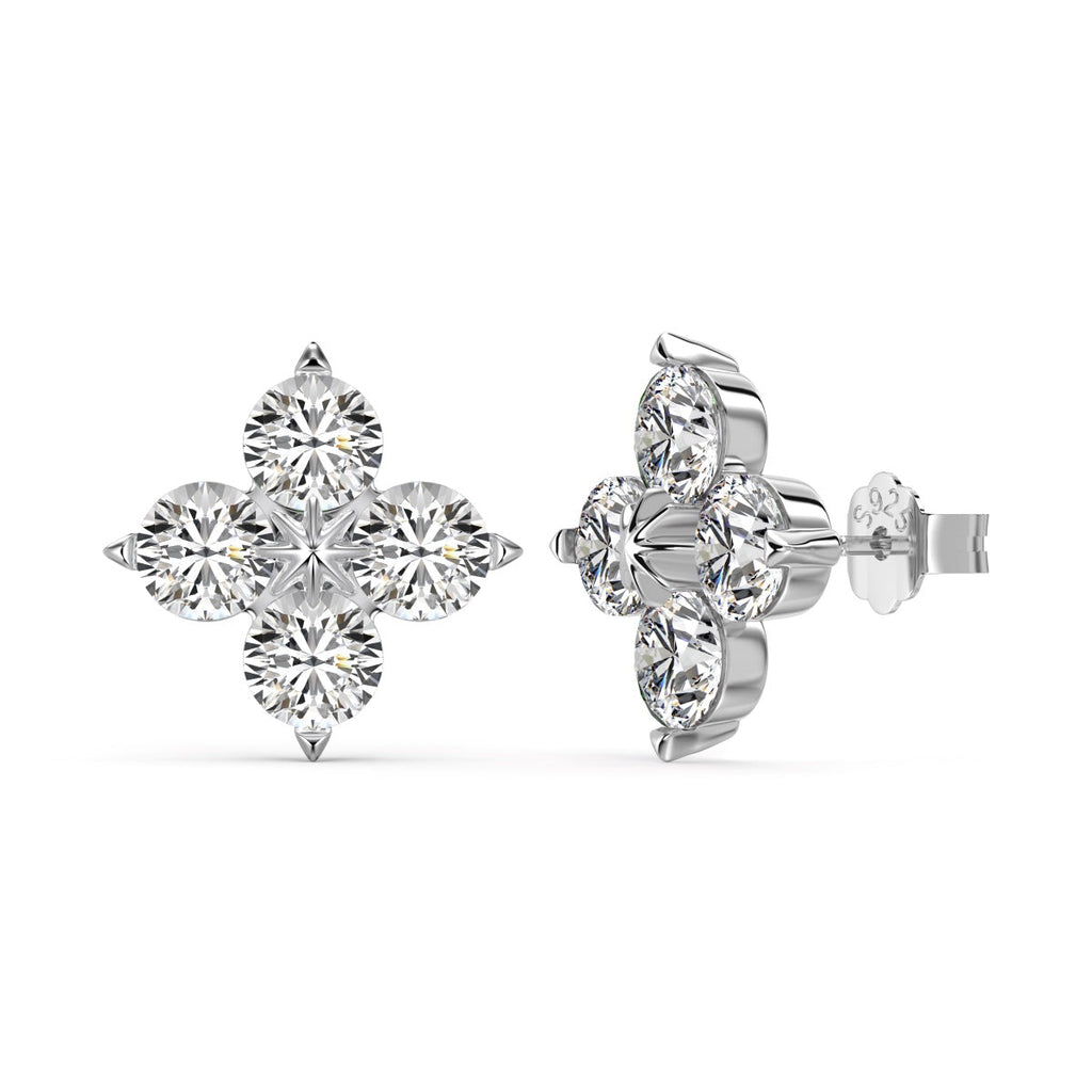 [Clover Jewelry]四つ葉のクローバー八芒星ピアス