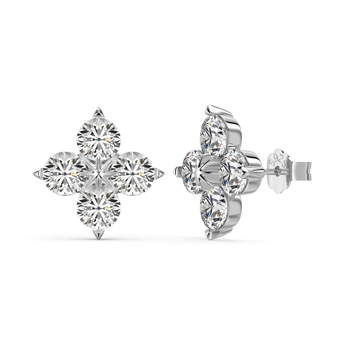 [Clover Jewelry]四つ葉のクローバー八芒星ピアス