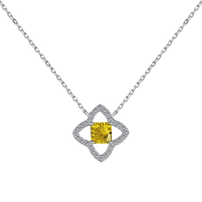 [Clover Jewelery]Exquisite Flower Shape Princess Cut Necklace