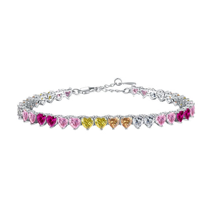 [Clover Jewelery]Luxurious Colorful Romantic Heart Shape Lover Bracelet