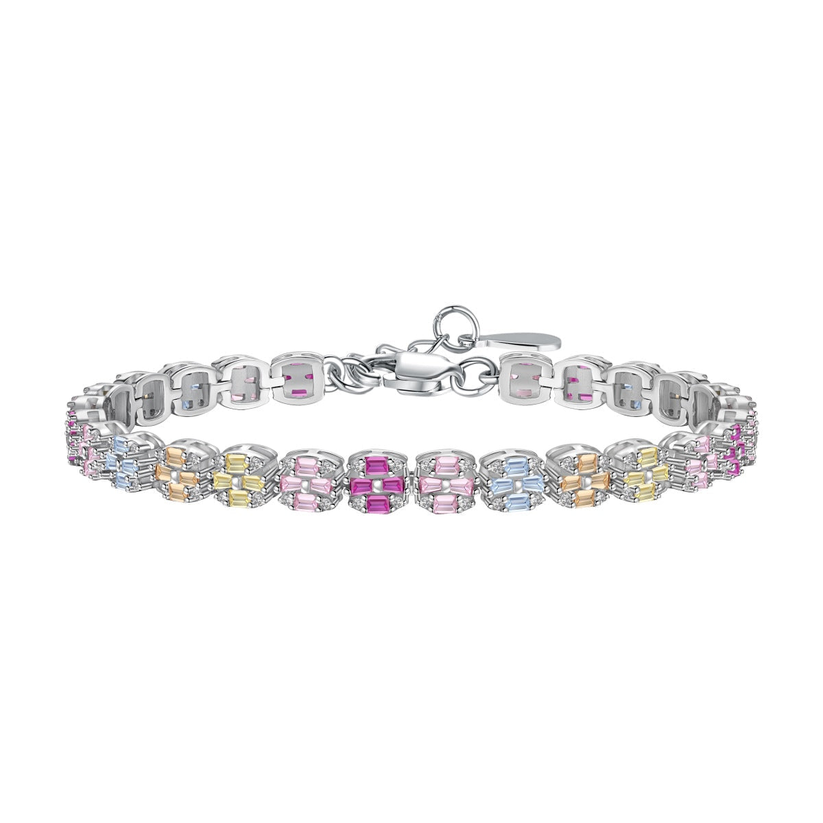 [Clover Jewelery]Delicate Colorful Emerald Cut Daily Bracelet
