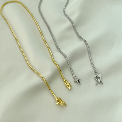 [Clover Jewelery]Delicate Round Shape Tennis Necklace