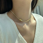 [Clover Jewelry]Delicate Round Shape Tennis Necklace