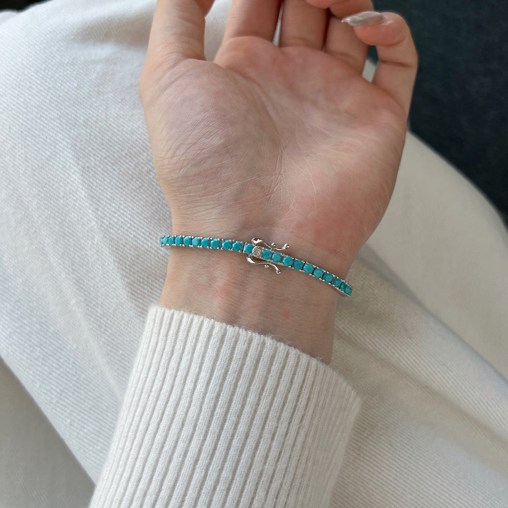 [Clover Jewelry]Zierliches bezauberndes Tennisarmband mit runden Steinen