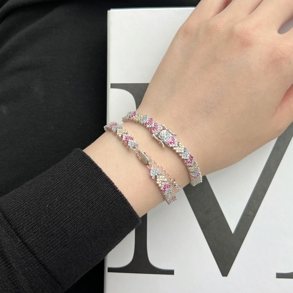 [Clover Schmuck]Verziertes funkelndes Party-Armband mit Rundschliff