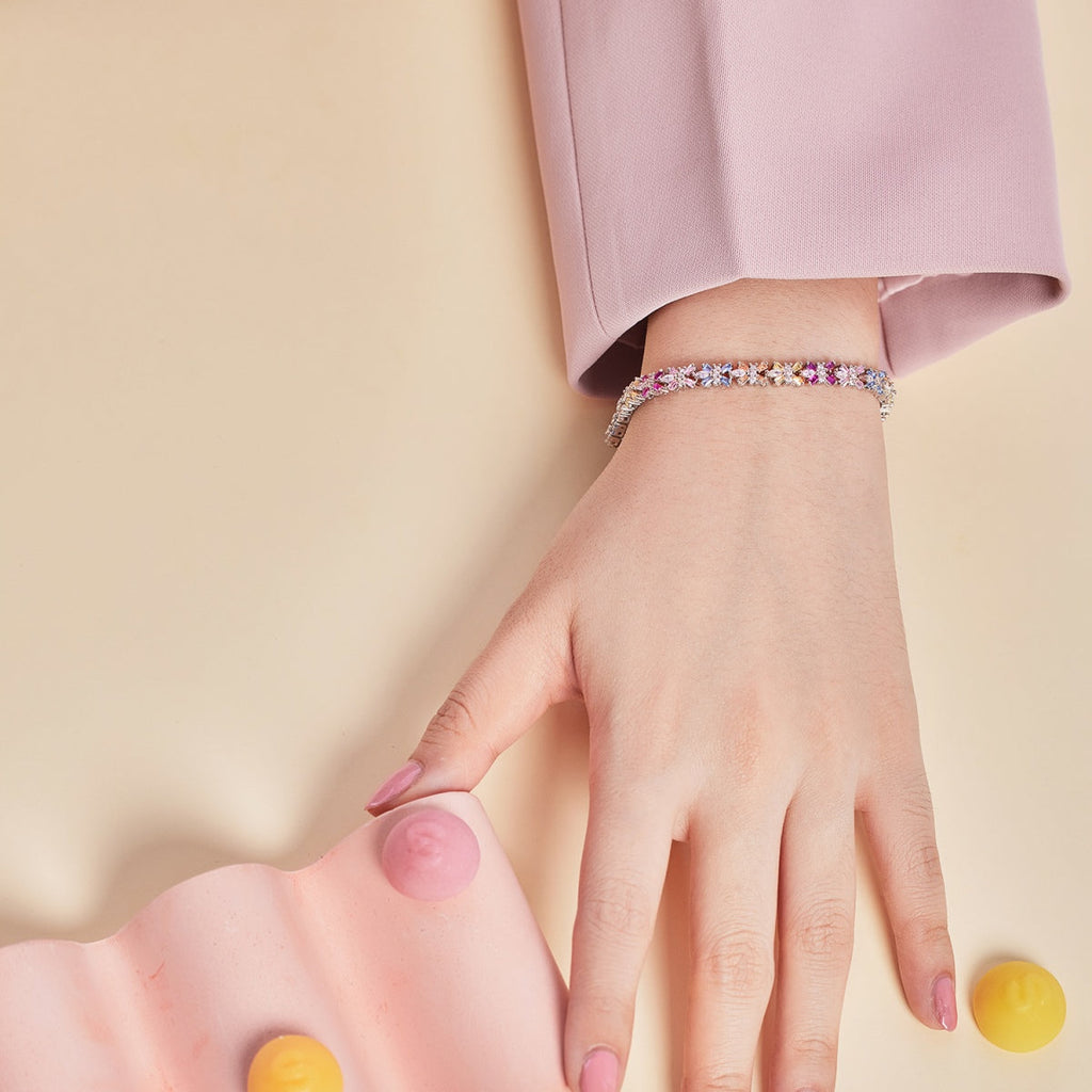 [Clover Jewelry]Funkelndes buntes Smaragdschliff Party Armband