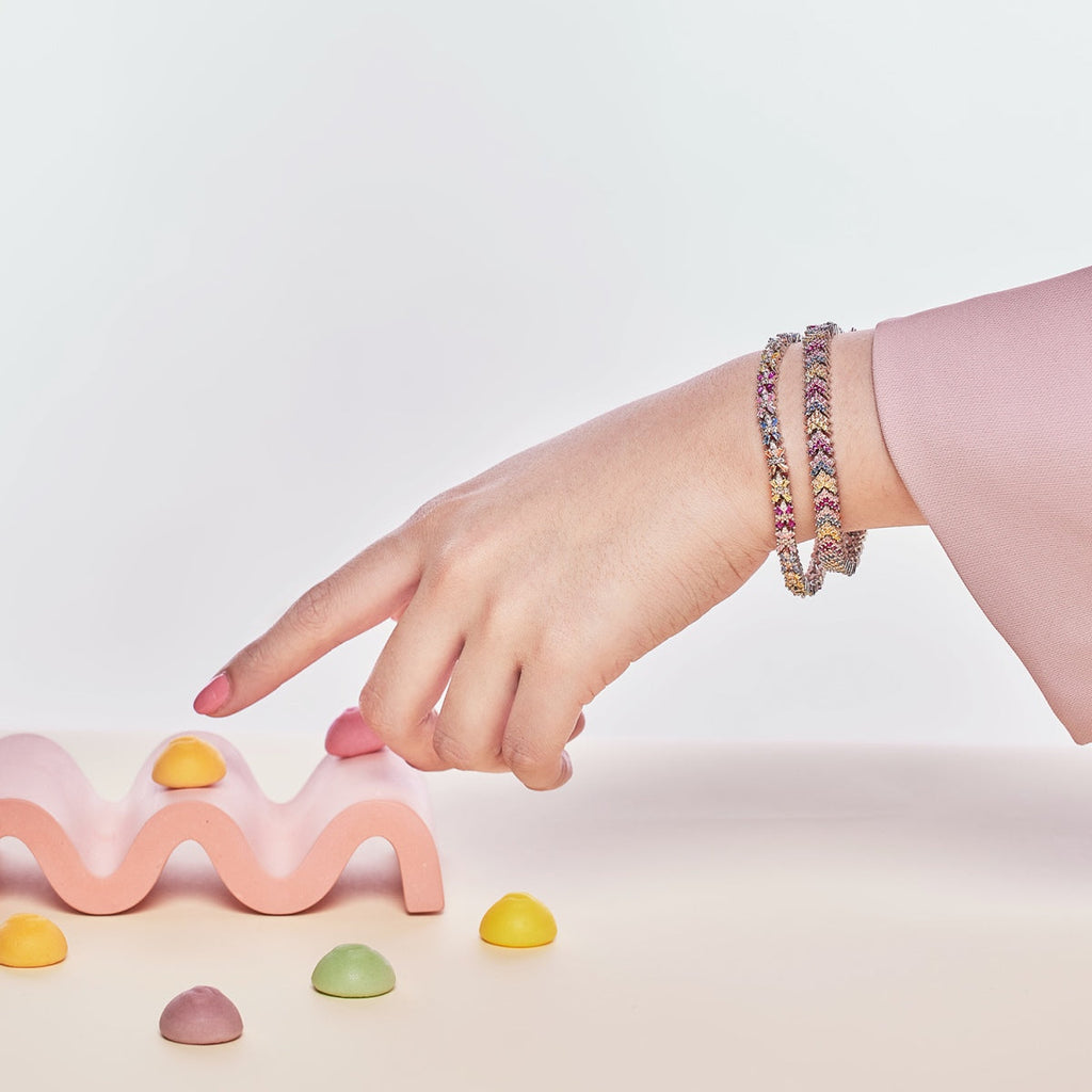 [Clover Jewelry]Funkelndes buntes Smaragdschliff Party Armband