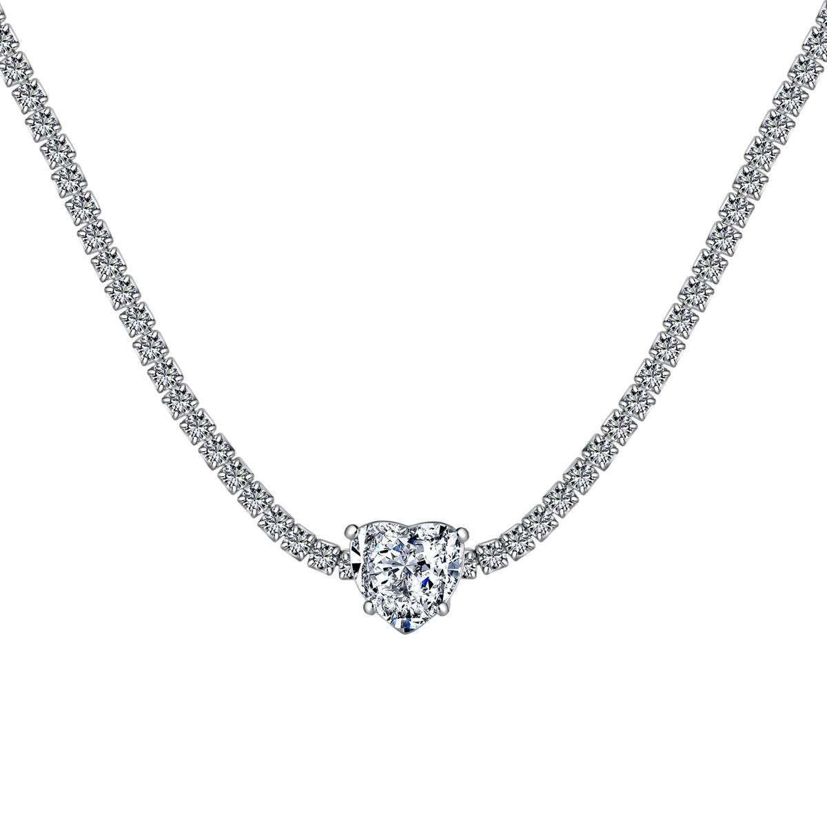 [Clover Jewelery]2.0 Carat Sparkling Tennis Heart Cut Necklace
