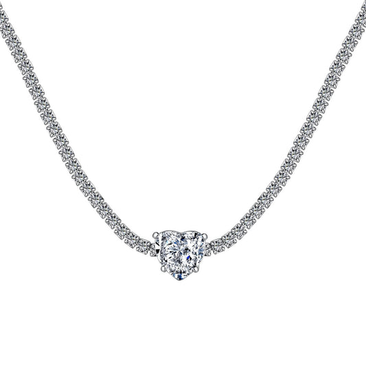 [Clover Jewelery]2.0 Carat Sparkling Tennis Heart Cut Necklace