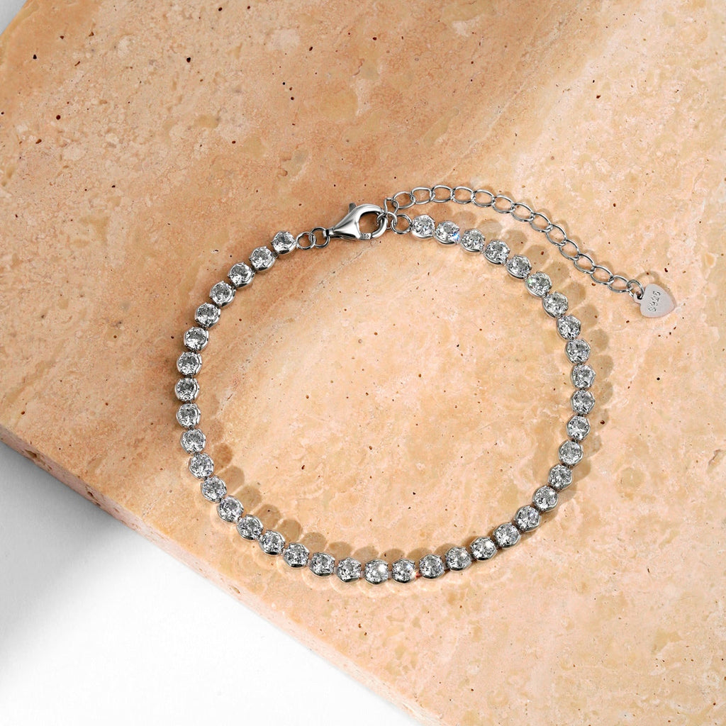 [Clover Jewelry]Funkelndes Armband mit runden Diamanten für den Alltag