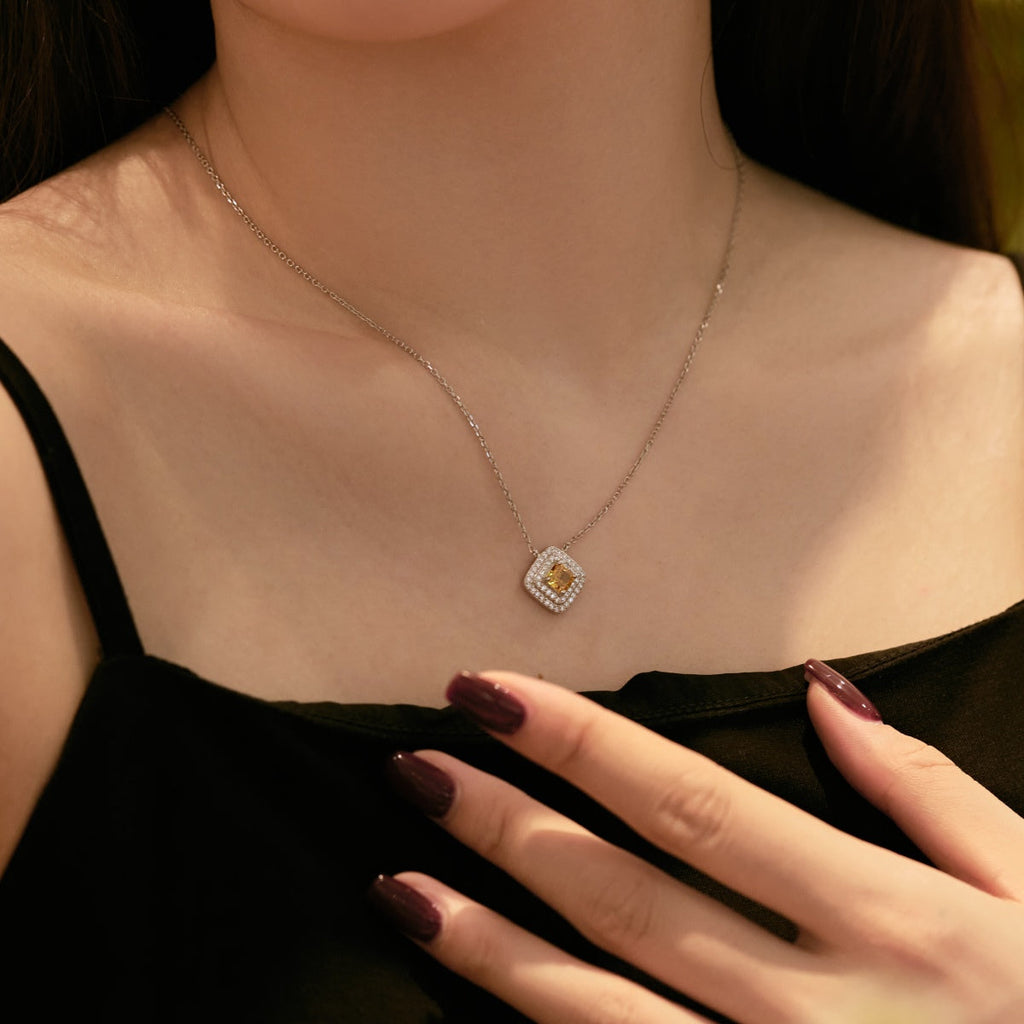 [Clover Jewelry]Funkelnde Asscher-Schliff Halskette