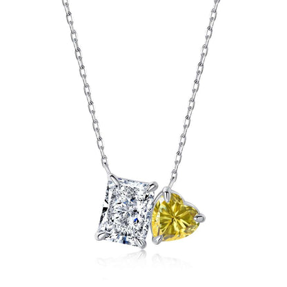 [Clover Jewelery]Dazzling Square & Heart Shape Necklace