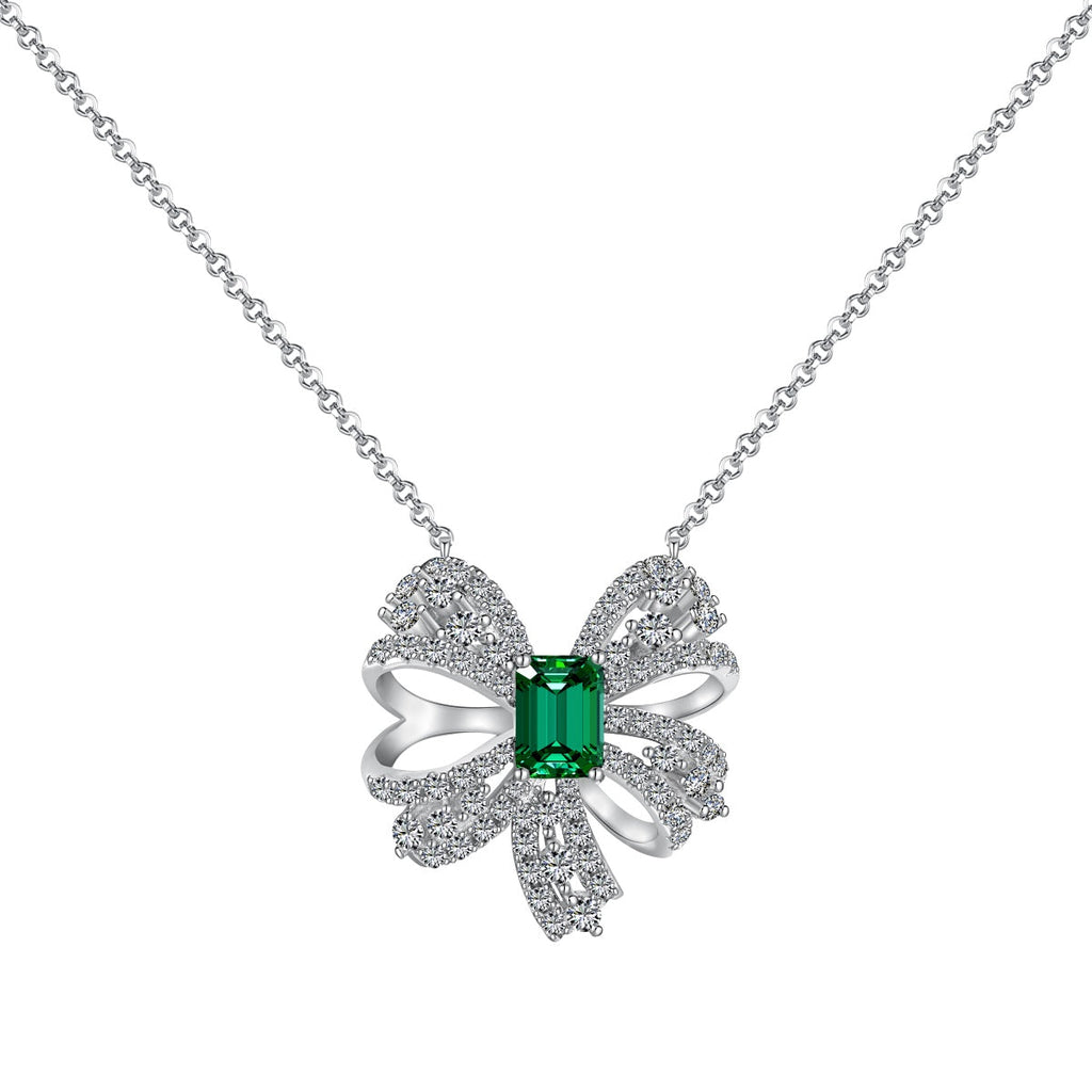 [Clover Jewelry]Luxurious Flower Shape Emerald Cut Necklace