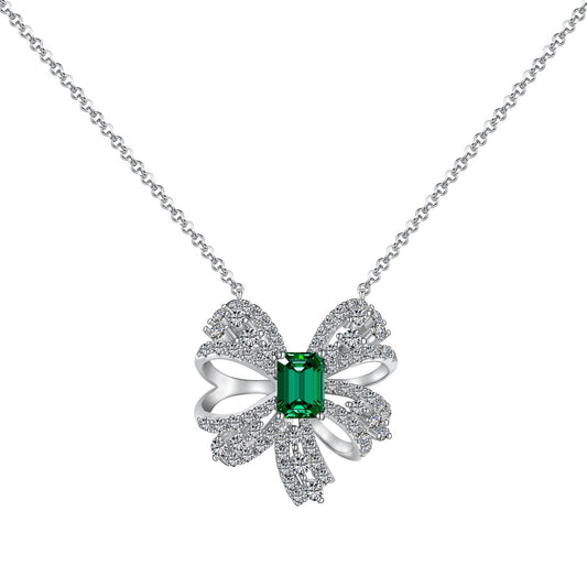 [Clover Jewelery]Luxurious Flower Shape Emerald Cut Necklace