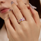 [Clover Schmuck]Schillernder bunter Ring mit Radiant-Schliff für Partys