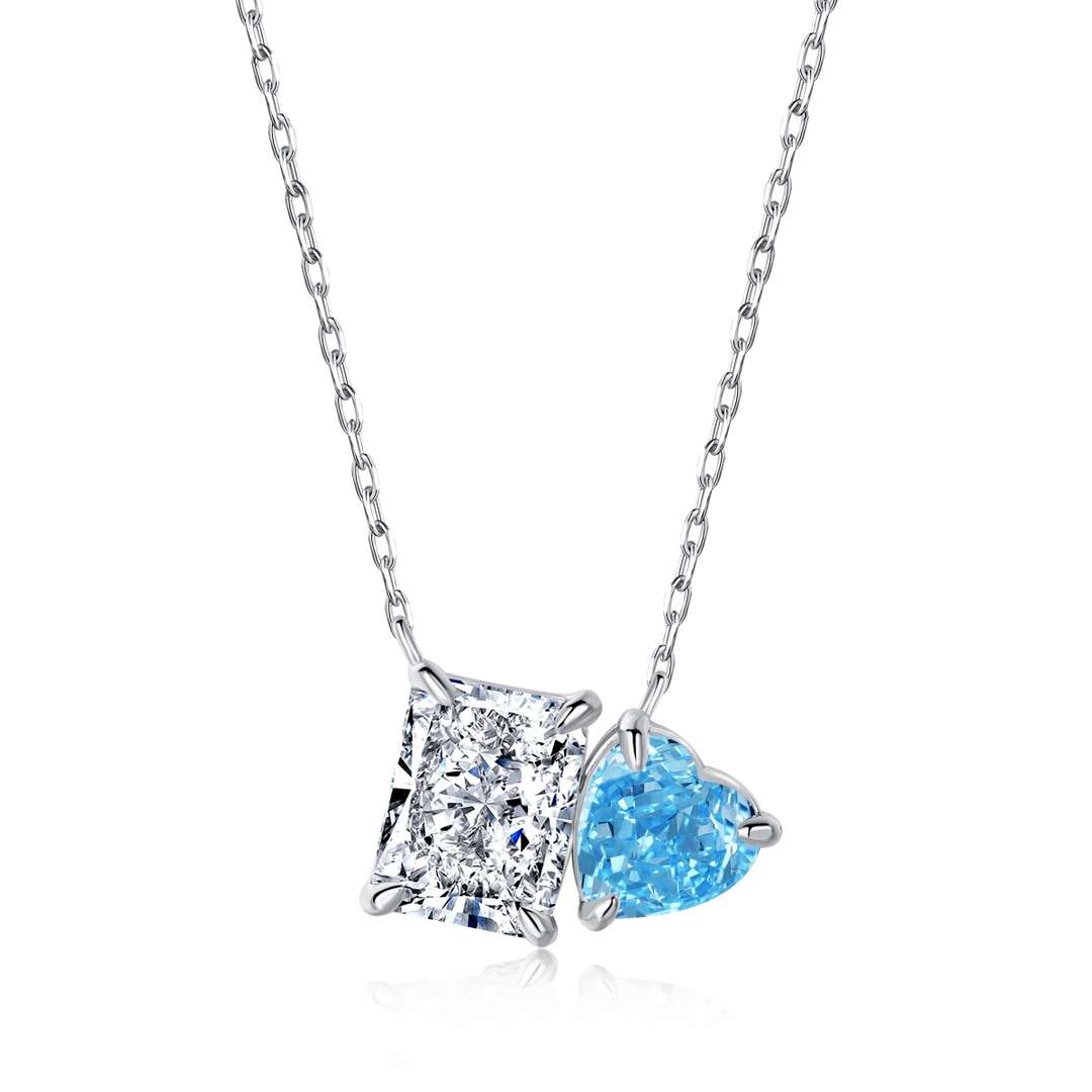 [Clover Jewelery]Dazzling Square & Heart Shape Necklace