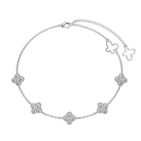 [Clover Jewelery]Four-Leaf Clover Hollow Butterfly Bracelet