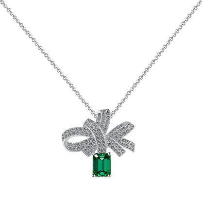 [Clover Jewelery]Luxurious Flower Shape Emerald Cut Necklace