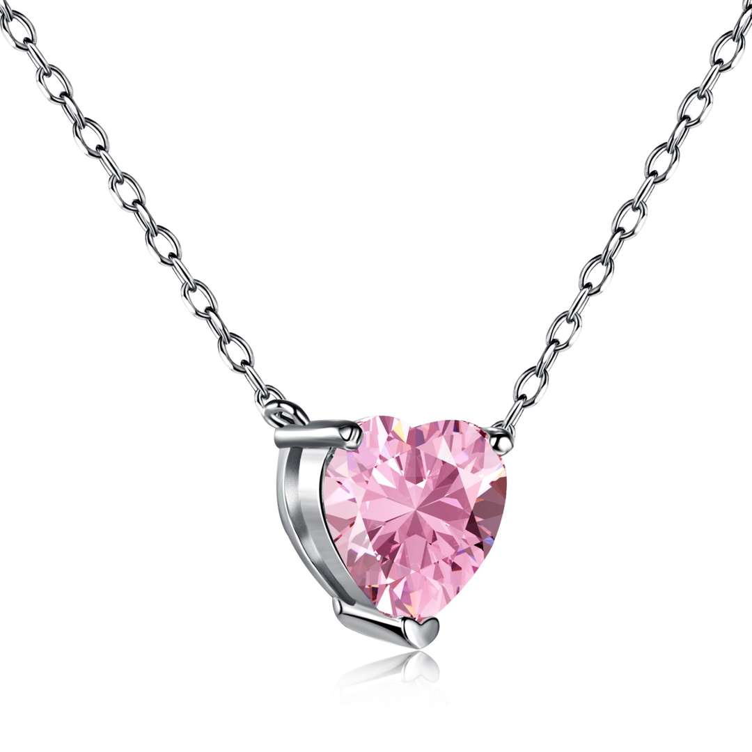 [Clover Jewelery]Heart Shape Main Stone Pendant Collarbone Necklace