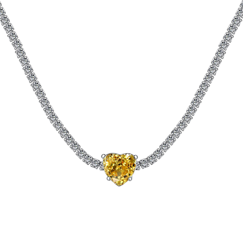 [Clover Jewelry]2.0 Carat Sparkling Tennis Heart Cut Necklace