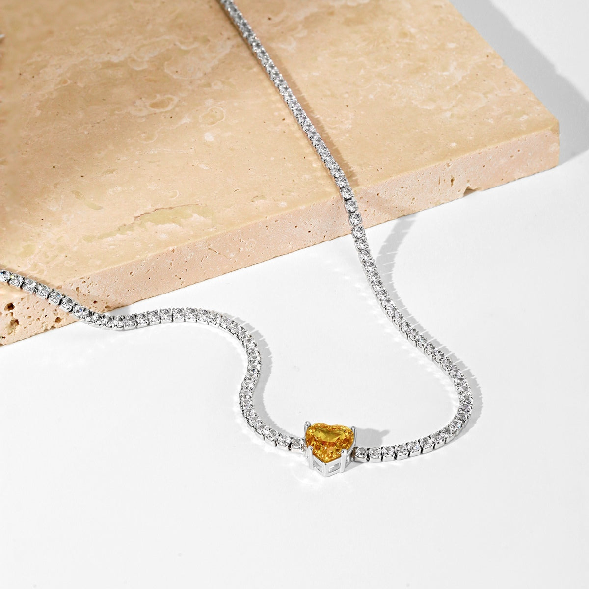 [Clover Jewelery]2.0 Carat Sparkling Tennis Heart Cut Necklace