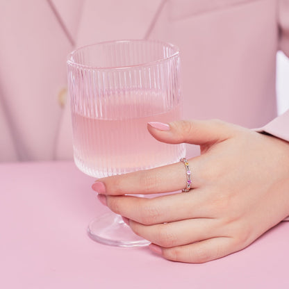 [Clover Jewelery]Sparkling Colorful Round Cut Tennis Ring